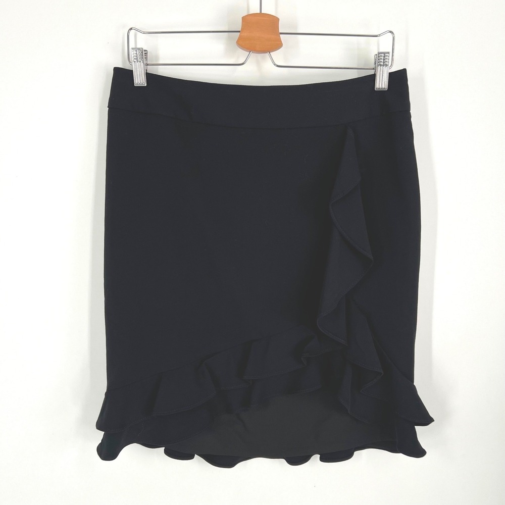 WHBM Black Ruffle Mini Skirt Size 6 New With Tags Chic Cocktail Party Elegant
